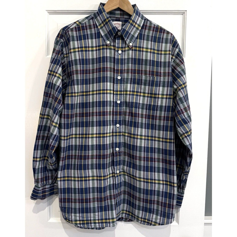 Brooks Brothers Men's L Multicolor Plaid Madison Fit Long Sleeve Shirt